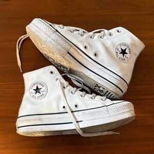 Converse White Leather High Top Sneakers